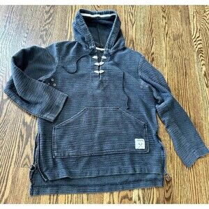 RARE Built By Wendy‎ Y2K Dark Gray 100% Cotton Hoodie Wolf Buttons Clasps Sz M